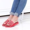 Červené pantofle s perlami Milam - Obuv