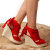 Červené sandály se svrškem na vysokém klínu Izabelle - Obuv 1
