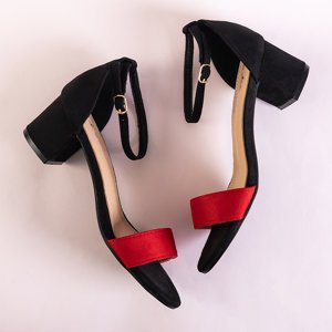 Červeno-čierne dámske sandále na nízkom podpätku Palema - Obuv