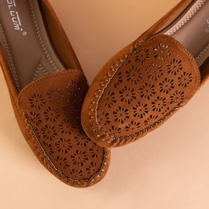 Cexotické hnedé prelamované mokasíny pre ženy - topánky