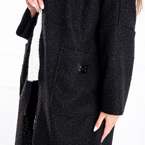 Čierna dámska bunda - kabát s kapucňou - Oblečenie