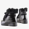 Čierne členkové topánky z ekokože s kožušinou Flaminia - Obuv