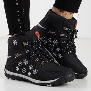 Čierne dámske čižmy Flakes so snehovými vločkami - Obuv