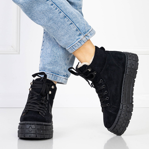 Čierne dámske členkové čižmy na šnurovanie značky Tessi - Footwear