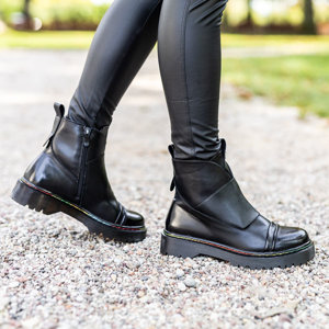 Čierne dámske členkové topánky s farebnou niťou na podrážke Occo-Footwear