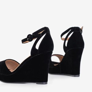 Čierne dámske klinové sandále Fiori - topánky