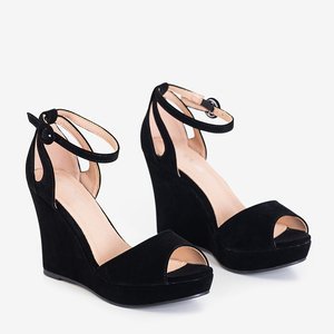 Čierne dámske klinové sandále Fiori - topánky