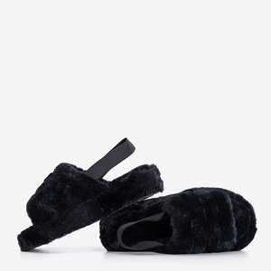 Čierne dámske kožené papuče - topánky