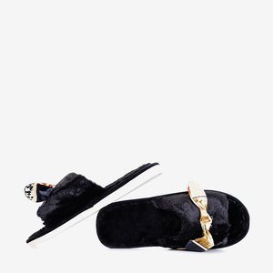 Čierne dámske papuče Worren Fur - Obuv