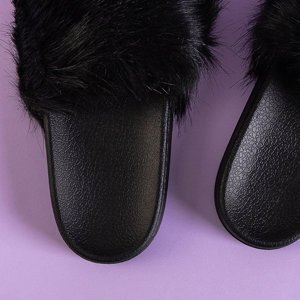 Čierne dámske papuče s kožušinou Danita - Obuv