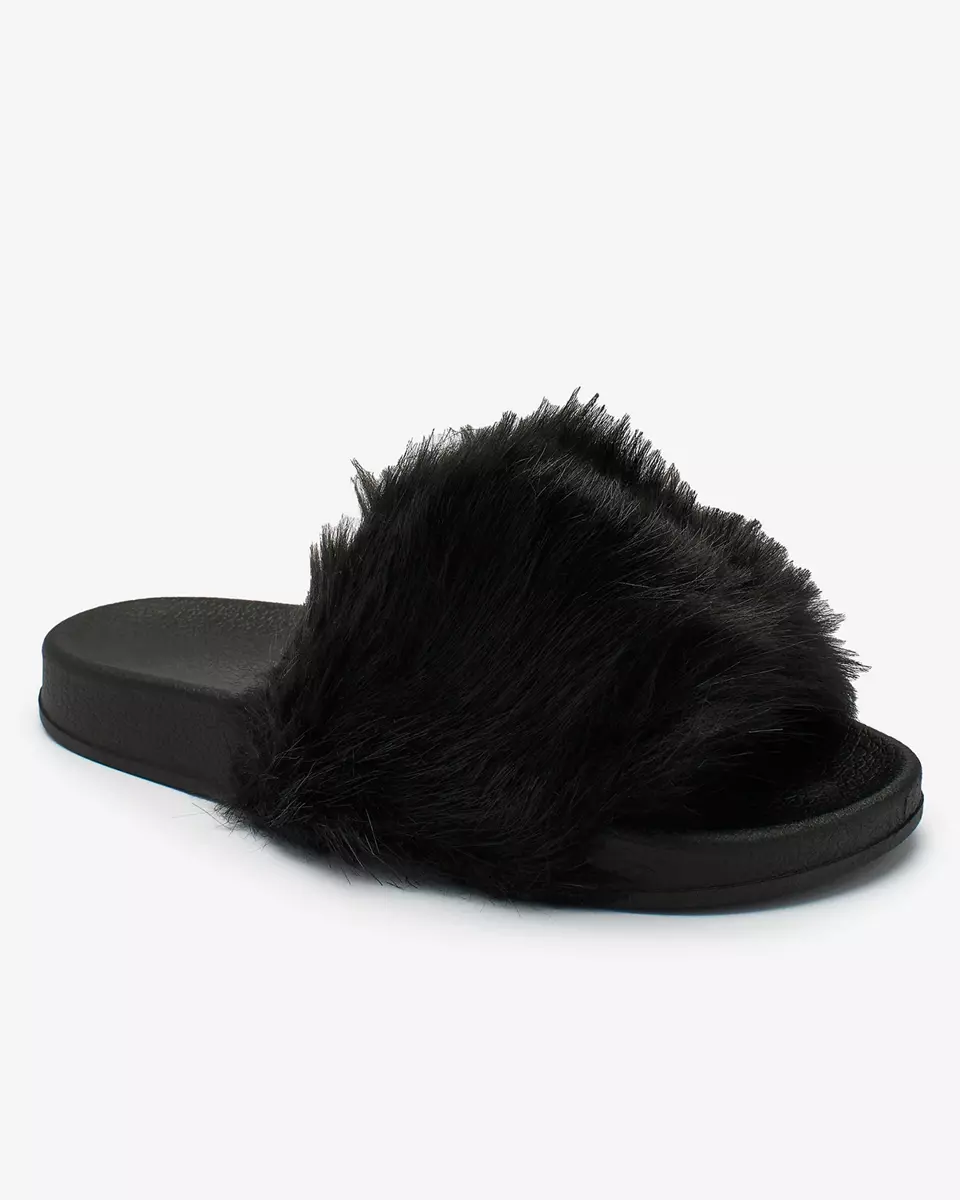 Čierne dámske papuče s kožušinou Danita - Obuv