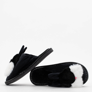 Čierne dámske papuče s králikom Rudim - Obuv