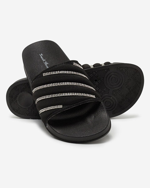 Čierne dámske papuče s kubickými zirkónmi Erikis - Obuv