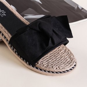Čierne dámske papuče s mašľou Foas - Footwear