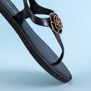 Čierne dámske sandále a'la s kvetom Porto - Obuv