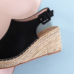 Čierne dámske sandále na kline Loral - Topánky