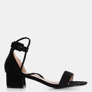 Čierne dámske sandále na nízkom stĺpiku Asoka - Topánky