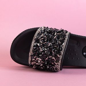 Čierne dámske sandále na platforme so zirkónom Lorenali - Obuv