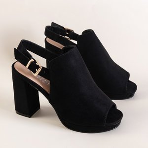 Čierne dámske sandále na vysokom podpätku Wefira - topánky