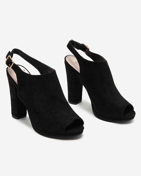 Čierne dámske sandále na vyššom stĺpiku Veteri - Topánky