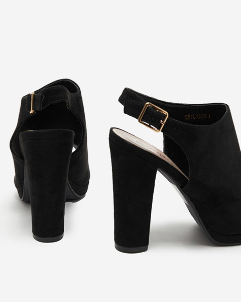 Čierne dámske sandále na vyššom stĺpiku Veteri - Topánky