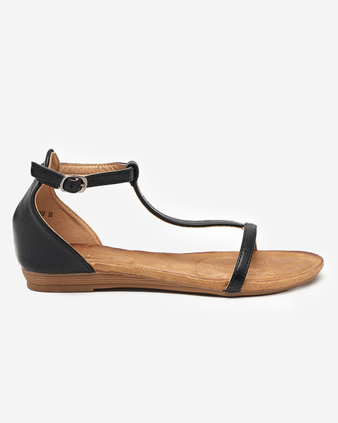 Čierne dámske sandále s eko semišovou vložkou Selione - Obuv