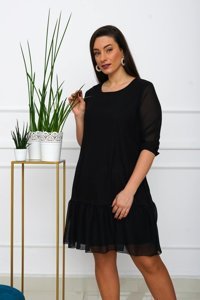 Čierne dámske šaty s volánom PLUS SIZE - Oblečenie