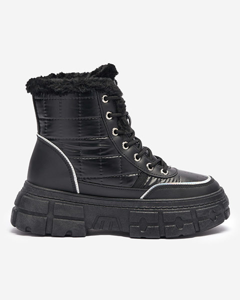 Čierne dámske snehule na plochých podpätkoch značky Lomiksu - Footwear