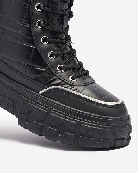 Čierne dámske snehule na plochých podpätkoch značky Lomiksu - Footwear