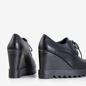 Čierne dámske šnurovacie klinové topánky Witolina - Obuv