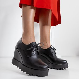 Čierne dámske šnurovacie klinové topánky Witolina - Obuv