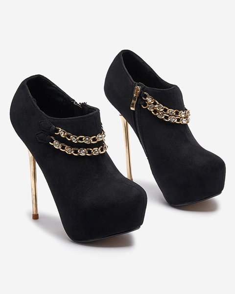 Čierne dámske topánky na vysokom podpätku Ehcso- Obuv