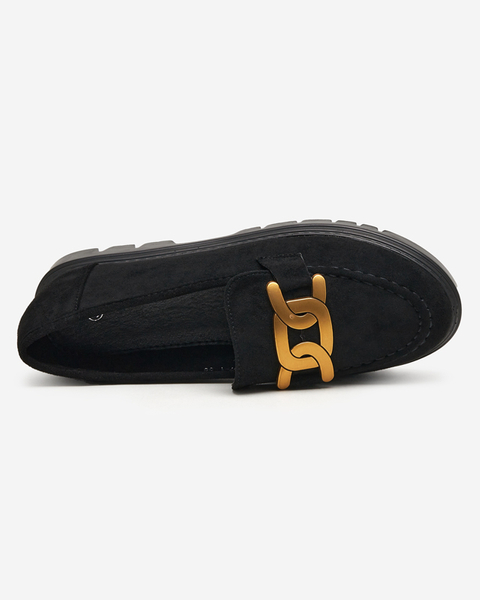 Čierne dámske topánky so zlatým ornamentom Mubissa - Obuv