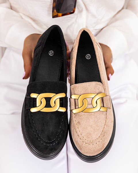 Čierne dámske topánky so zlatým ornamentom Mubissa - Obuv