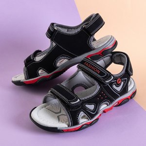 Čierne detské sandále na suchý zips Qursi - Obuv