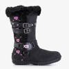 Čierne detské snehové topánky s ozdobami Divine - Obuv