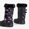 Čierne detské snehové topánky s ozdobami Divine - Obuv