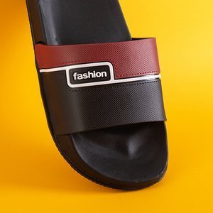 Čierne gumené papuče s hnedým opaskom pre mužov Maxon - Obuv