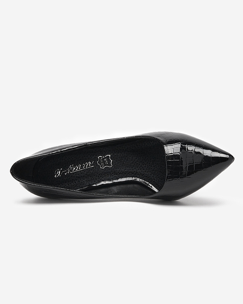 Čierne lakované dámske topánky s reliéfom Jeanori - Obuv