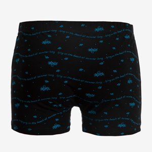 Čierne pánske boxerky s modrými vzormi - Spodná bielizeň