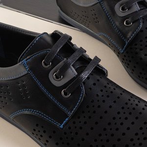 Čierne pánske topánky s modrou niťou Iona - Obuv