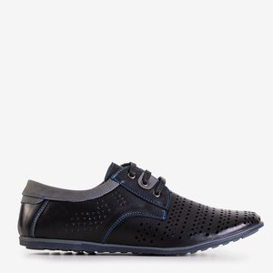 Čierne pánske topánky s modrou niťou Iona - Obuv