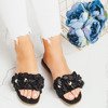 Čierne papuče s ozdobnými kvetmi Flussia - Obuv