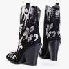 Čierne prelamované kovbojské topánky s kubickými zirkónmi Mystrias - Obuv