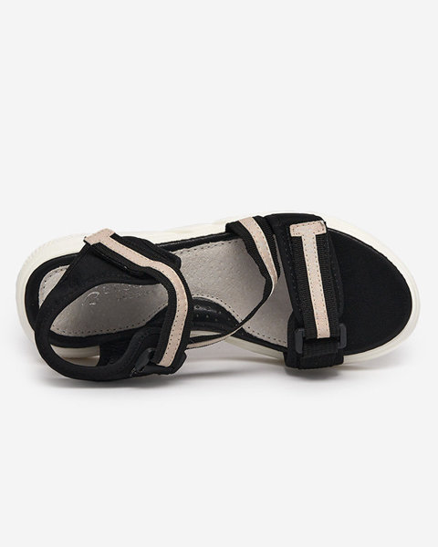 Čierno-béžové detské sandále so zapínaním na suchý zips Modis - Topánky