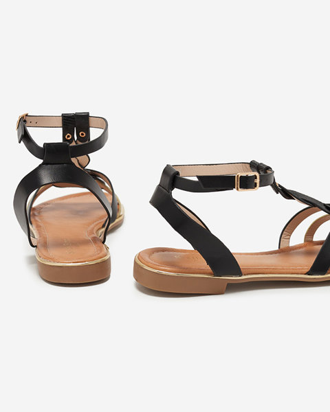 Čierno-zlaté dámske ploché sandále Fatop - Obuv