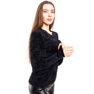 Čierny kožušinový krátky sveter - Oblečenie