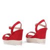Czerwone sandały na koturnie Jokin- Obuwie