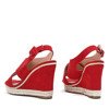 Czerwone sandały na wysokiej koturnie Alisana - Obuwie