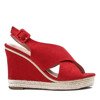 Czerwone sandały na wysokiej koturnie Alisana - Obuwie